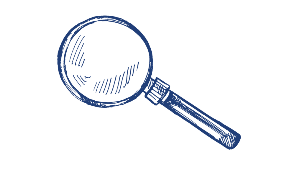 Illustration of a magnifying glass in blue color