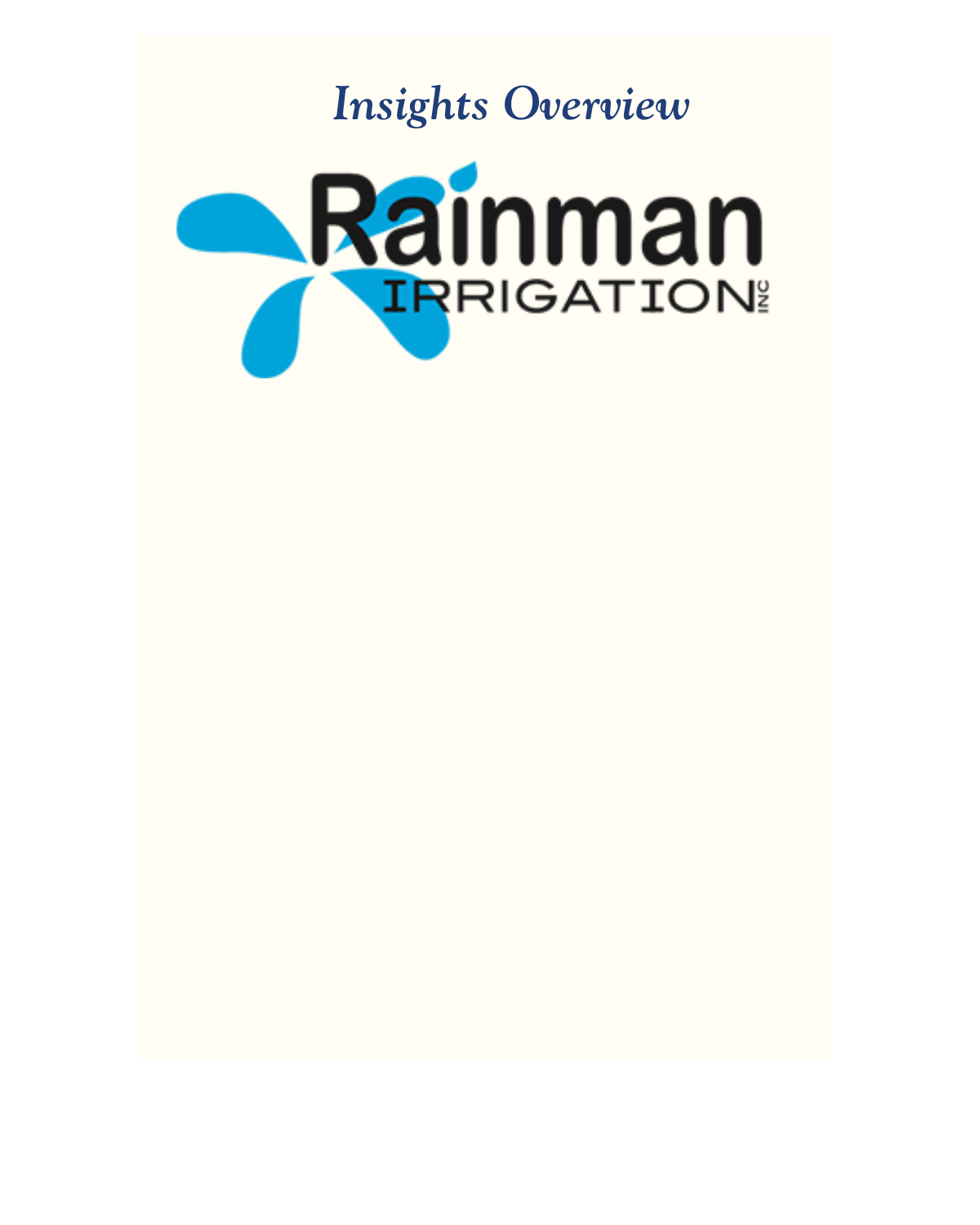 Insights overview from Rainman Irrigation Inc.